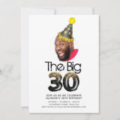 Invitation Simple moderne 30e anniversaire Photo Black Gold (Devant)