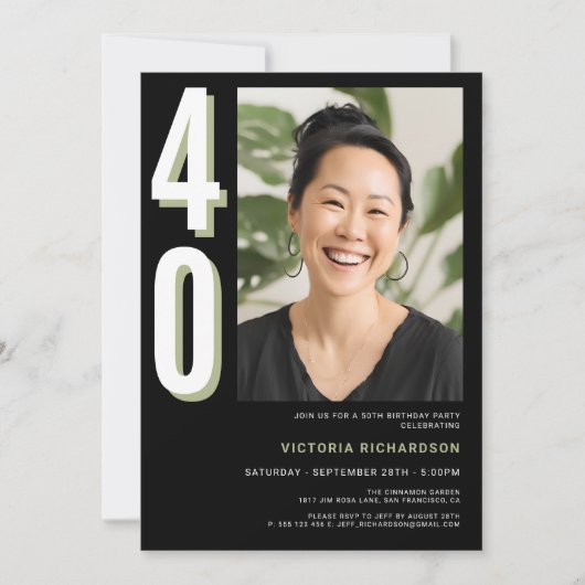 Invitation Simple moderne 40e anniversaire (Devant)