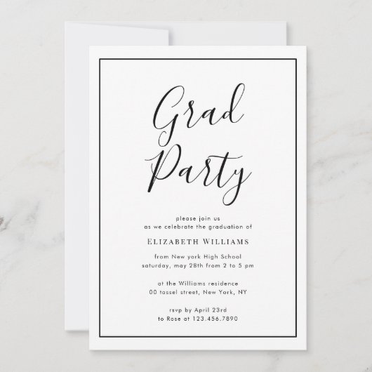 invitation simple moderne à la fête de graduation (Devant)