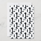 Invitation Simple Moderne Anniversaire 50 Ans Noir et Blanc (Dos)