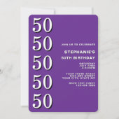 Invitation Simple Moderne Anniversaire 50 Ans Violet (Devant)