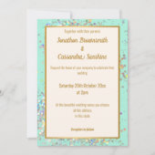 INVITATION SIMPLE MODERNE AQUA OR HOLOGRAPHIQUE PASTEL MARIAG (Devant)