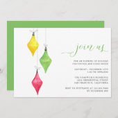 Invitation Simple moderne Aquarelle Ornements Noël (Devant / Derrière)