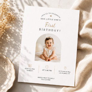 Invitation Simple Moderne Arche de Premier Anniversaire Photo