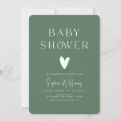 Invitation Simple Moderne Baby Shower Vert Sauge (Devant)