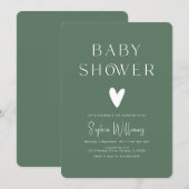 Invitation Simple Moderne Baby Shower Vert Sauge (Devant / Derrière)