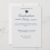 Invitation Simple Moderne Baleine Terminé Blanc Bleu Fête Gra (Dos)