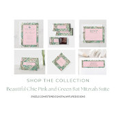 Invitation Simple Moderne Bar Mitzvah Rose et Vert