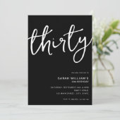 Invitation Simple moderne Black 30e anniversaire (Debout devant)