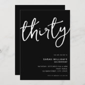 Invitation Simple moderne Black 30e anniversaire (Devant / Derrière)