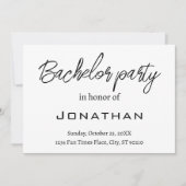 Invitation Simple moderne Black and White Bachelor Party (Devant)