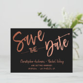 Invitation Simple moderne Black et Rose Gold Enregistrer la d (Debout devant)