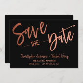 Invitation Simple moderne Black et Rose Gold Enregistrer la d (Devant / Derrière)