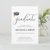 Invitation Simple moderne Black Lycée partie de graduation (Debout devant)