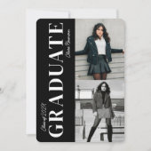 Invitation Simple moderne Black Photo Collage Party Graduatio (Devant)
