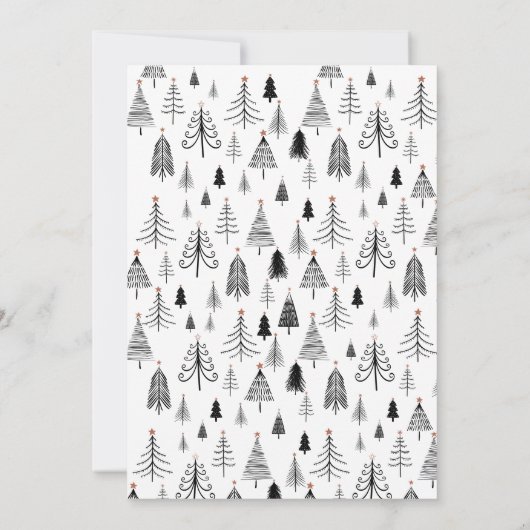 Invitation Simple moderne Black White Christmas Tree Party (Dos)