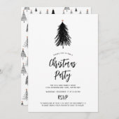 Invitation Simple moderne Black White Christmas Tree Party (Devant / Derrière)