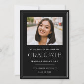 Invitation Simple moderne Black White Photo Party Graduation (Devant)