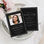 Invitation Simple moderne Black White Photo Party Graduation
