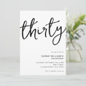 Invitation Simple moderne blanc 30e anniversaire (Debout devant)