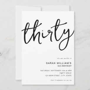 Invitation Simple moderne blanc 30e anniversaire