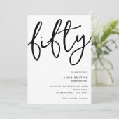 Invitation Simple moderne blanc 50e anniversaire (Debout devant)