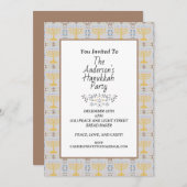 Invitation Simple moderne Blue jaune Menorah Hanoukka Party (Devant / Derrière)