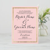 Invitation Simple moderne Blush Pink Gold Mariage frontière (Debout devant)
