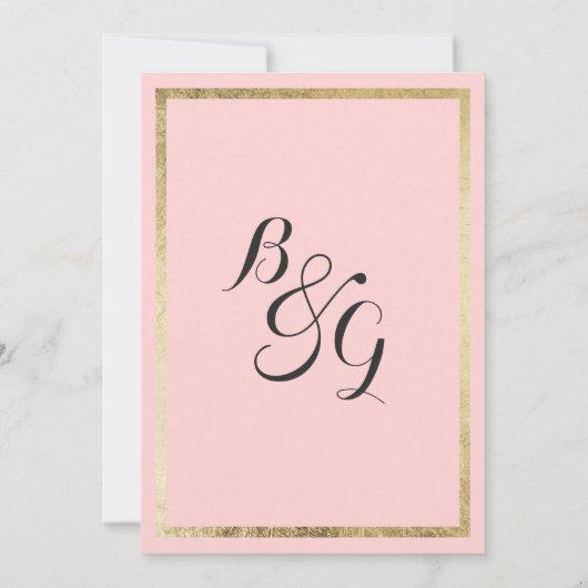 Invitation Simple moderne Blush Pink Gold Mariage frontière (Dos)