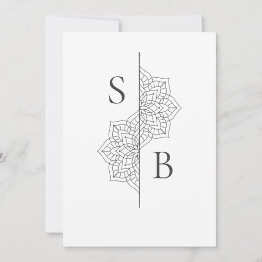 Invitation Simple moderne Boho Monogramme Mandala Mariage (Dos)