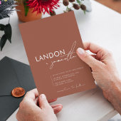 Invitation Simple moderne Boho Terracotta Burning Orange Mari