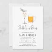 Invitation Simple Moderne Bubbles & Brews Couples Douche  (Devant)