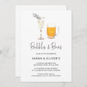Invitation Simple Moderne Bubbles & Brews Couples Douche  (Devant / Derrière)