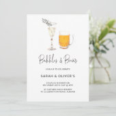 Invitation Simple Moderne Bubbles & Brews Couples Douche Phot (Debout devant)