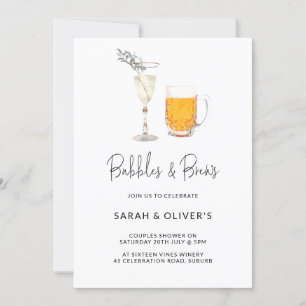 Invitation Simple Moderne Bubbles & Brews Couples Douche Phot