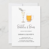 Invitation Simple Moderne Bubbles & Brews Fiançailles Photo I (Devant)