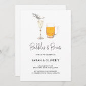 Invitation Simple Moderne Bubbles & Brews Fiançailles Photo I (Devant / Derrière)