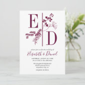 Invitation Simple moderne Burgundy Initiale Mariage (Debout devant)