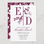 Invitation Simple moderne Burgundy Initiale Mariage (Devant / Derrière)