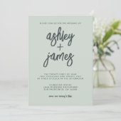 Invitation Simple Moderne Calligraphie Pastel Green Mariage (Debout devant)