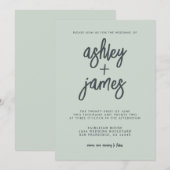 Invitation Simple Moderne Calligraphie Pastel Green Mariage (Devant / Derrière)