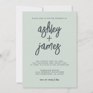 Invitation Simple Moderne Calligraphie Pastel Green Mariage