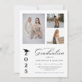 Invitation Simple Moderne Calligraphie Photo Graduation (Dos)
