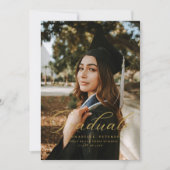Invitation Simple Moderne Calligraphie Photo Graduation (Devant)