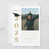 Invitation Simple Moderne Calligraphie Photo Graduation (Dos)