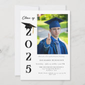 Invitation Simple Moderne Calligraphie Photo Graduation (Devant)