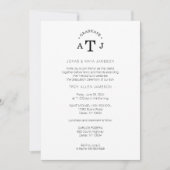 Invitation Simple Moderne Calligraphie Photo Initiales des di (Devant)