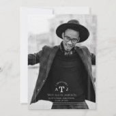 Invitation Simple Moderne Calligraphie Photo Initiales des di (Dos)