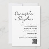 Invitation Simple Moderne Calligraphie Photo QR Code Mariage (Devant)