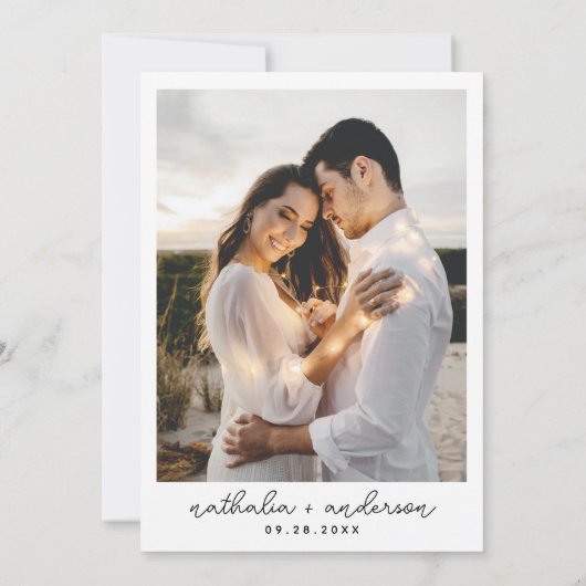 Invitation Simple Moderne Calligraphie Photo QR Code Mariage (Dos)